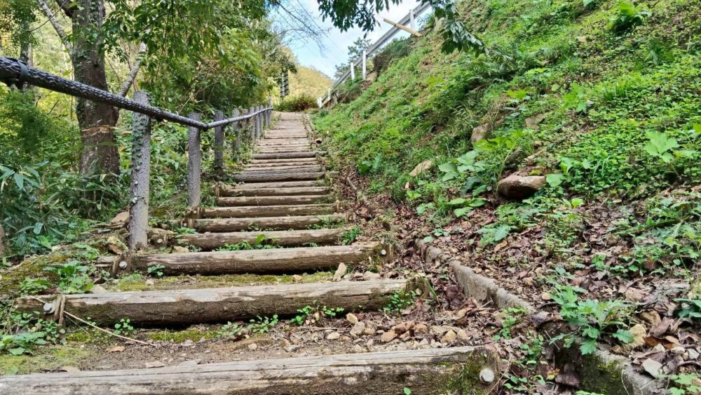 駐車場から階段を登る